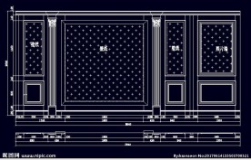 家装CAD实木背景压线墙板背景