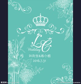 蒂芙尼蓝线描花卉水牌迎宾牌