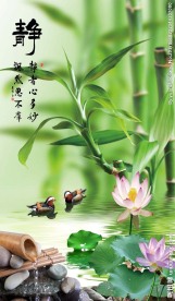 静字荷花鱼玄关图