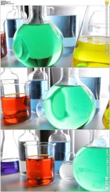 实验室各种颜色的液体