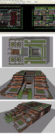 教学楼建筑草图SU模型含CAD