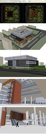 图书馆建筑su模型含CAD平面