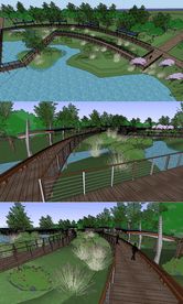 生态湿地栈道廊架草图大师模型