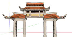 新圩门牌坊建筑草图大师SU模型