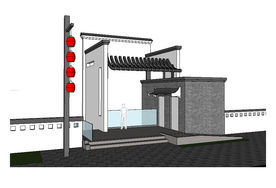 公园中式公厕卫生间草图SU模型