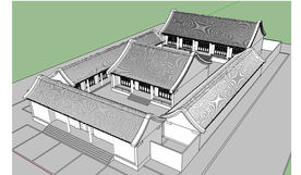 祠堂建筑草图大师SKP模型