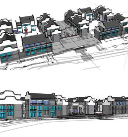 岭南风格建筑草图大师模型