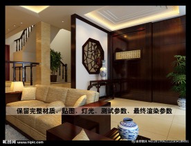 中式客厅背景效果图