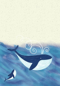 清新可爱手绘鲸鱼海报手机屏保