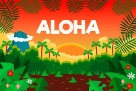 手绘扁平夏季旅游风景背景