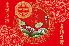 中式大红金色婚礼迎宾背景