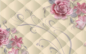 家和富贵3D软包牡丹电视背景墙