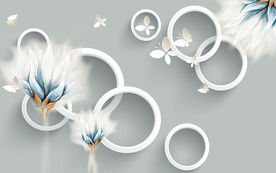 3D立体北欧时尚花卉电视背景墙