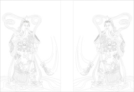 关公艺术玻璃矢量图 线条图