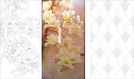 玉兰花艺术玻璃矢量图 线条图