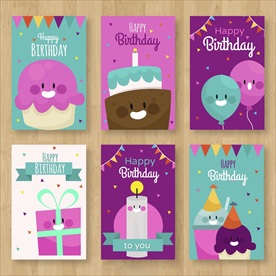 精致矢量有趣卡通生日贺卡