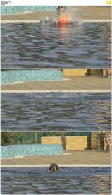 美女跳入游泳池