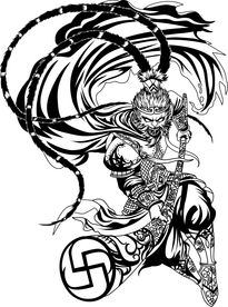 齐天大圣孙悟空雕刻矢量图
