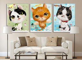 可爱卡通萌宠猫咪 无框画