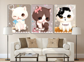 可爱卡通萌宠大眼猫咪 无框画