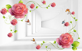 3D立体时尚玫瑰花朵电视背景墙