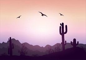 精致矢量渐变沙漠山丘黄插画风景