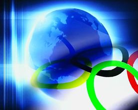 奥运旗帜与地球视频素材