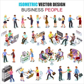 等距商业人物矢量素材