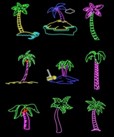 霓虹灯椰子树素材