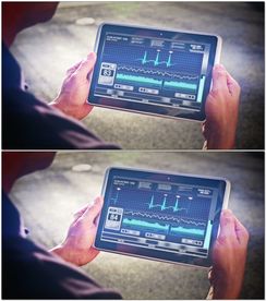 商务人士手拿科技IPAD