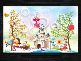 儿童房城堡童年电视背景墙