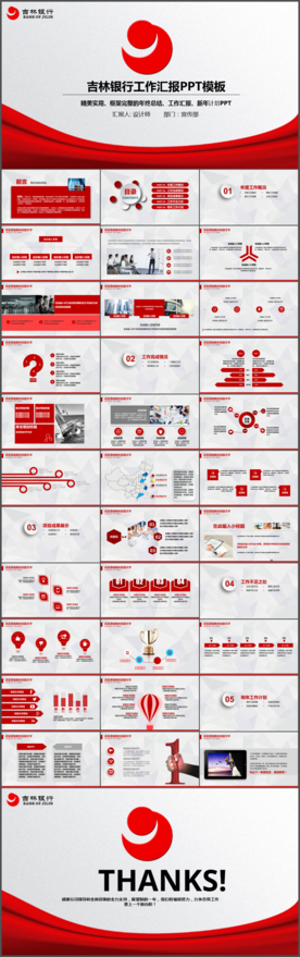 吉林银行业务总结PPT模板,
