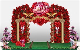 创意罗马柱玫瑰七夕情人节门头