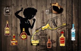 手绘洋酒装饰画背景墙