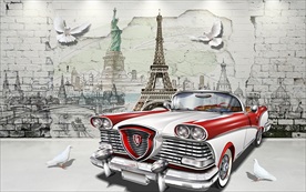 欧式老爷车复古装饰画