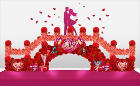 浪漫七夕玫瑰鹊桥造型美陈背景