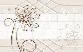 3D立体手绘欧式墙砖电视背景墙