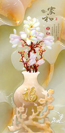 玄关玉雕花瓶玉兰家和富贵