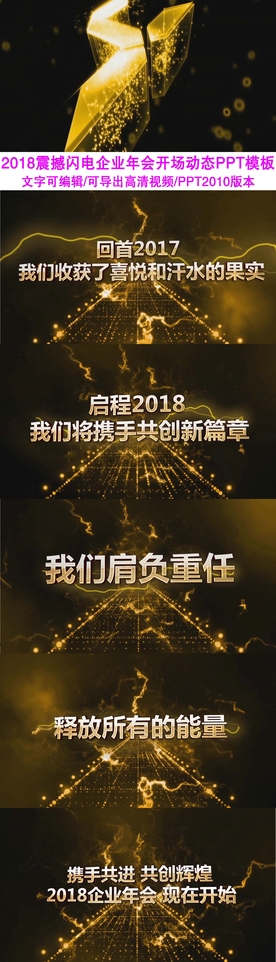 震撼闪电企业年会ppt模板