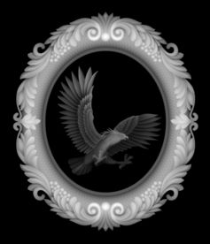 洋花边框镜框鹰精雕浮雕灰度