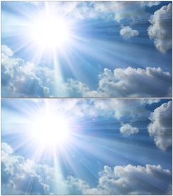 蓝天白云太阳光线
