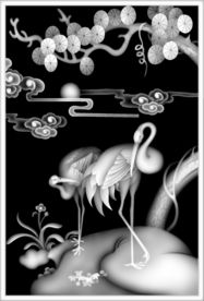 松鹤灰度浮雕精雕图