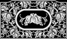 葡萄床背板精雕浮雕灰度图