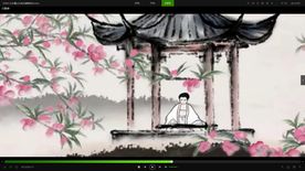 水墨山水桃花蝴蝶李白