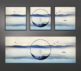 新中式写意山水背景墙装饰画