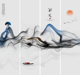 抽象水墨山水画