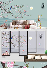 新中式装饰画 花鸟画 工笔画