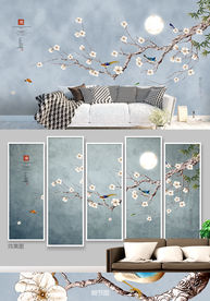 花鸟画 装饰画 电视背景墙