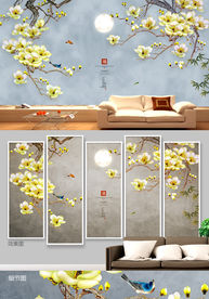 新中式装饰画 花鸟画 电视背景