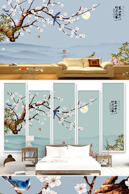 新中式装饰画 花鸟画 背景墙